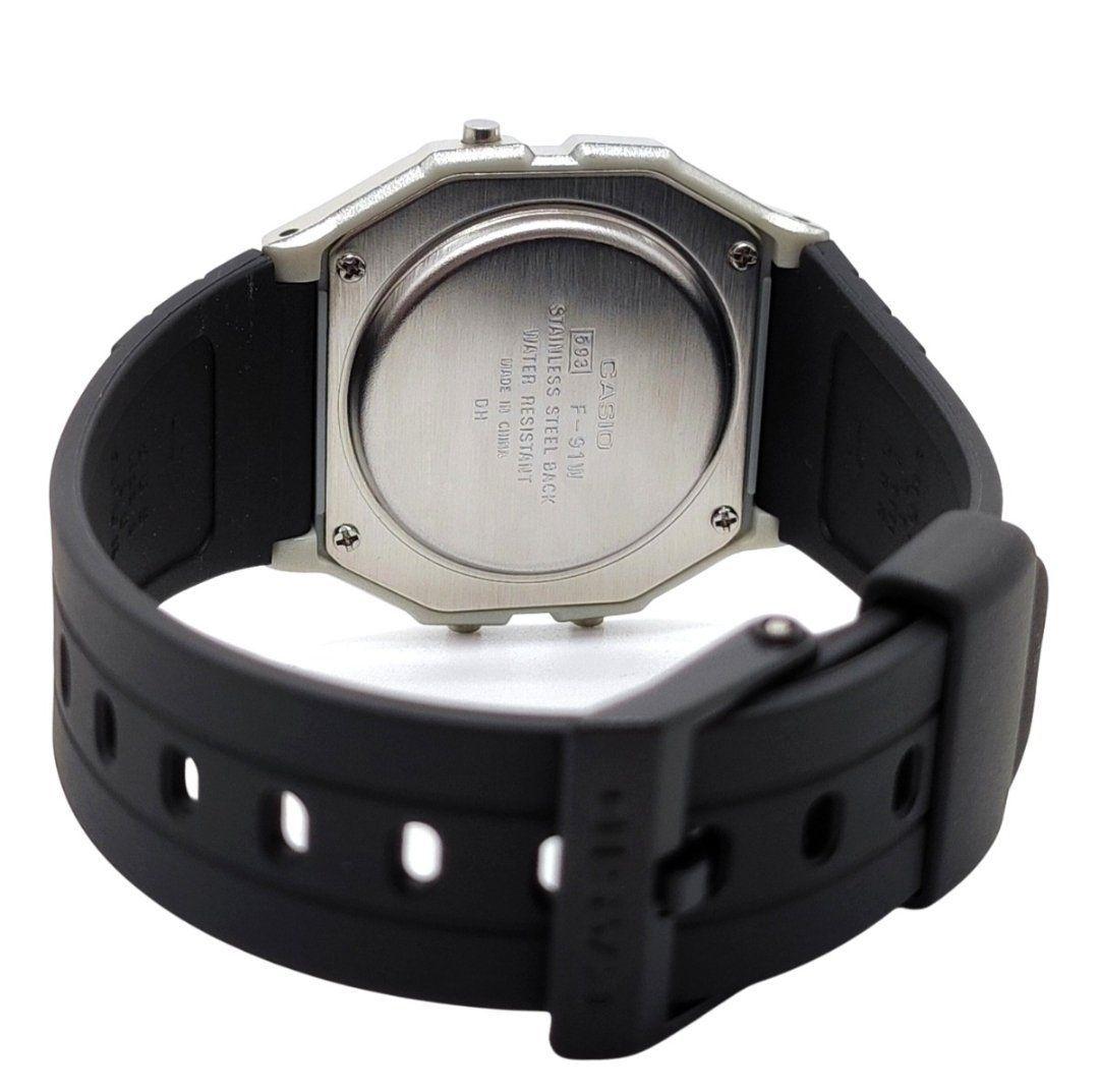 Reloj Casio Vintage F-91WM-7A correa resina marco plateado-2