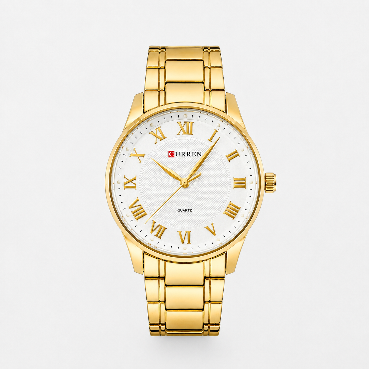 Reloj Curren para caballero 8409-2 Metal dorado con esfera blanca-0