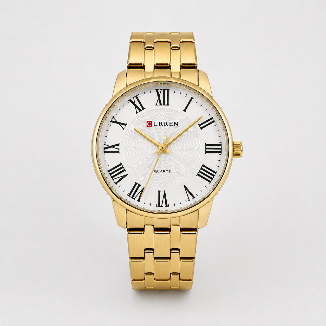 Reloj Curren para caballero 8422-5 Metal dorado con esfera blanca-0