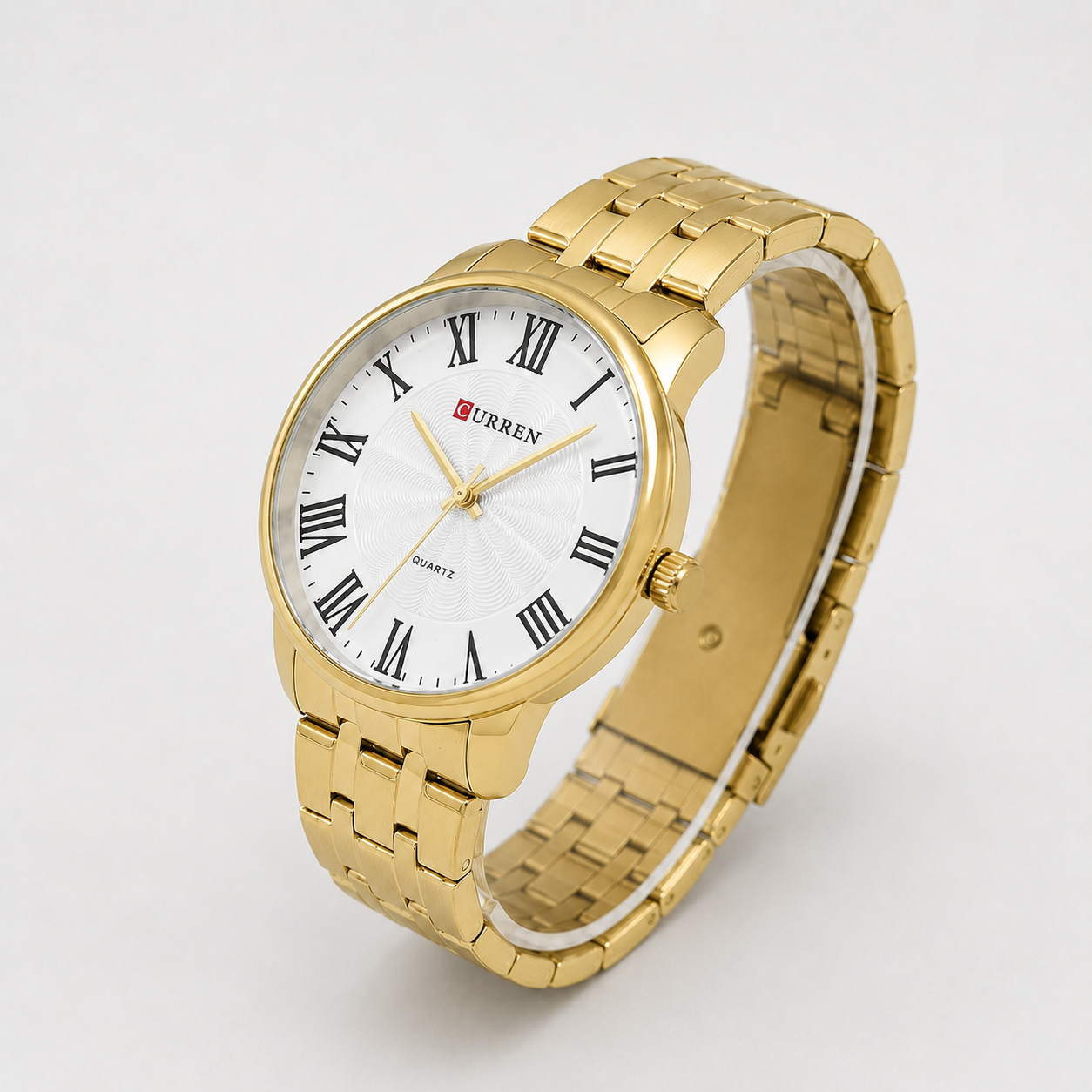 Reloj Curren para caballero 8422-5 Metal dorado con esfera blanca-2