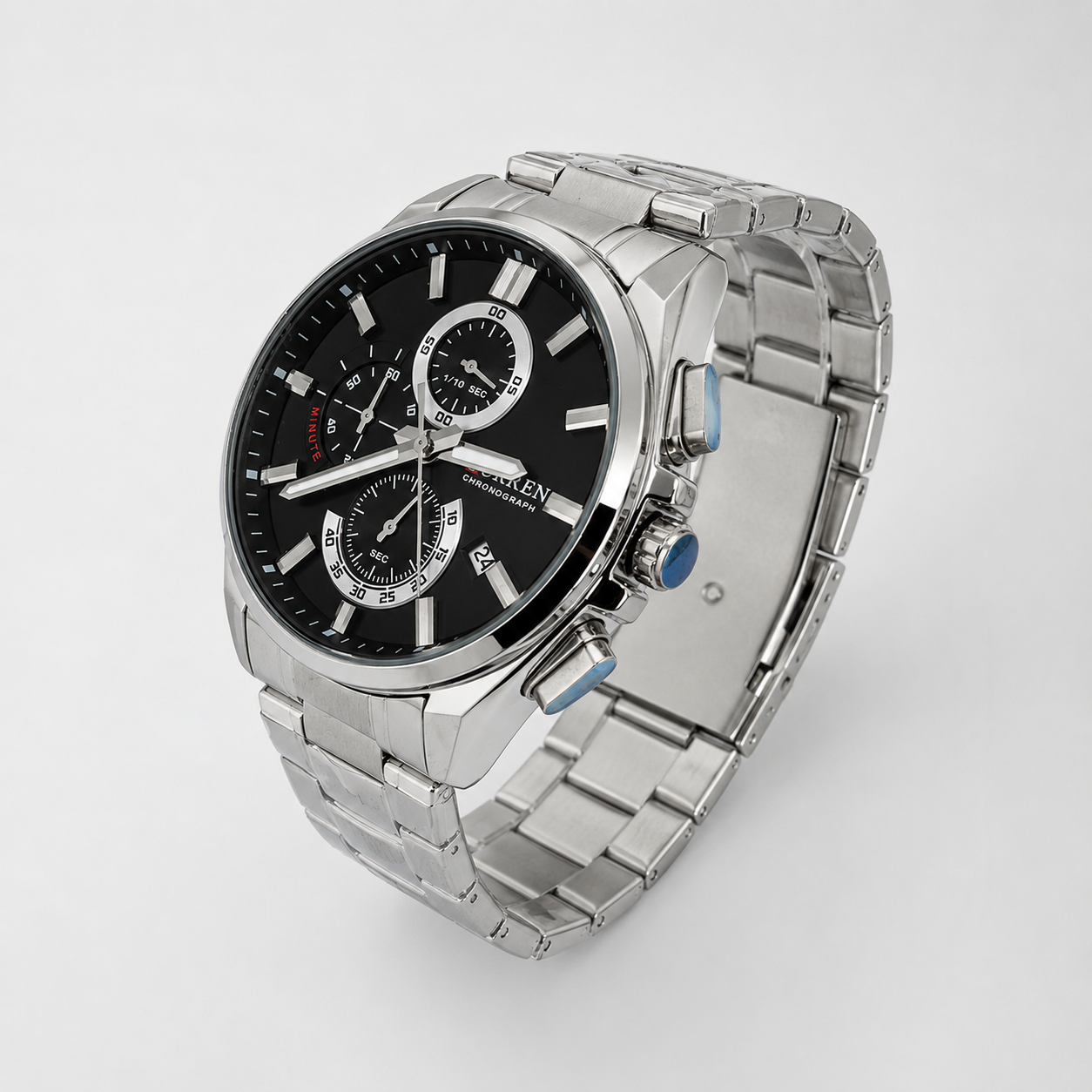 Reloj Curren para caballero 8475-1 Metal plateado con esfera negra-2