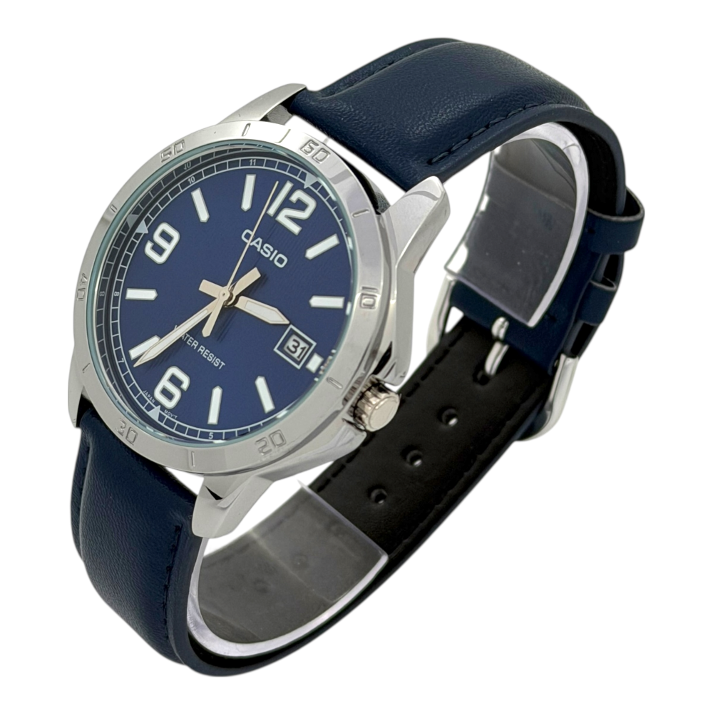 Reloj Pulsera Casio MTP-V004L-2B Con Correa De Cuero Color azul-3