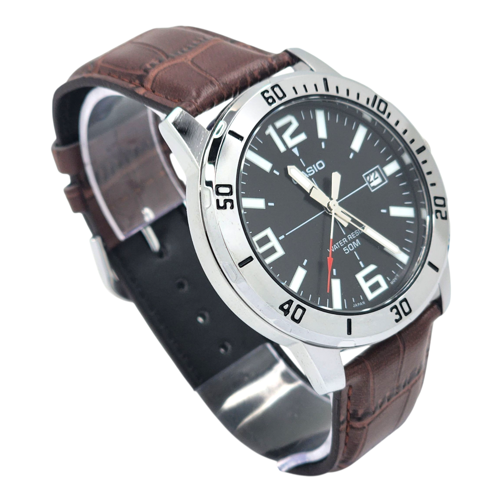 Reloj Pulsera Casio MTP VD01L 1BV Con Correa De Cuero Color Marron-2