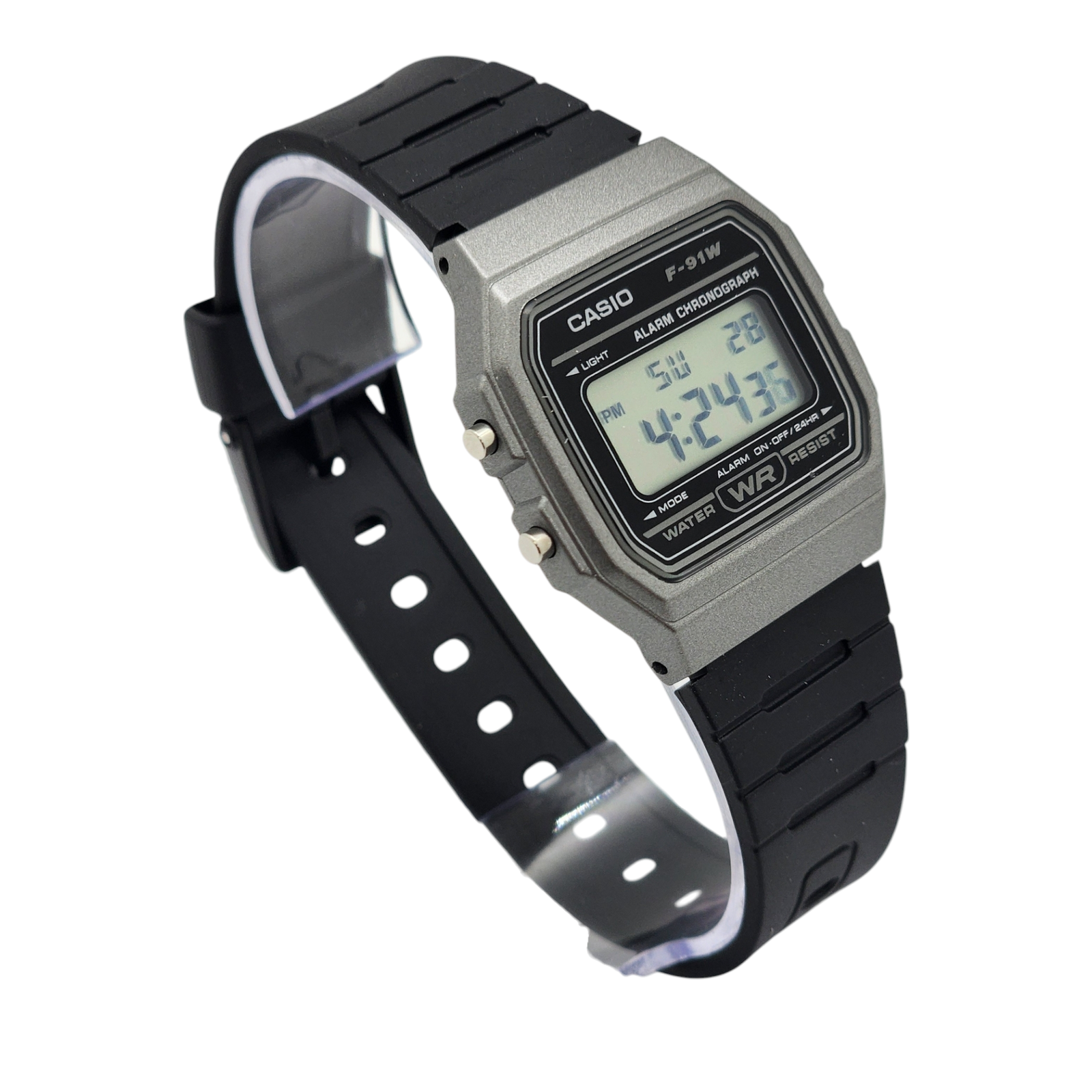 Reloj Casio Coleccion F-91WM-1B correa resina negro marco gris oscuro-2