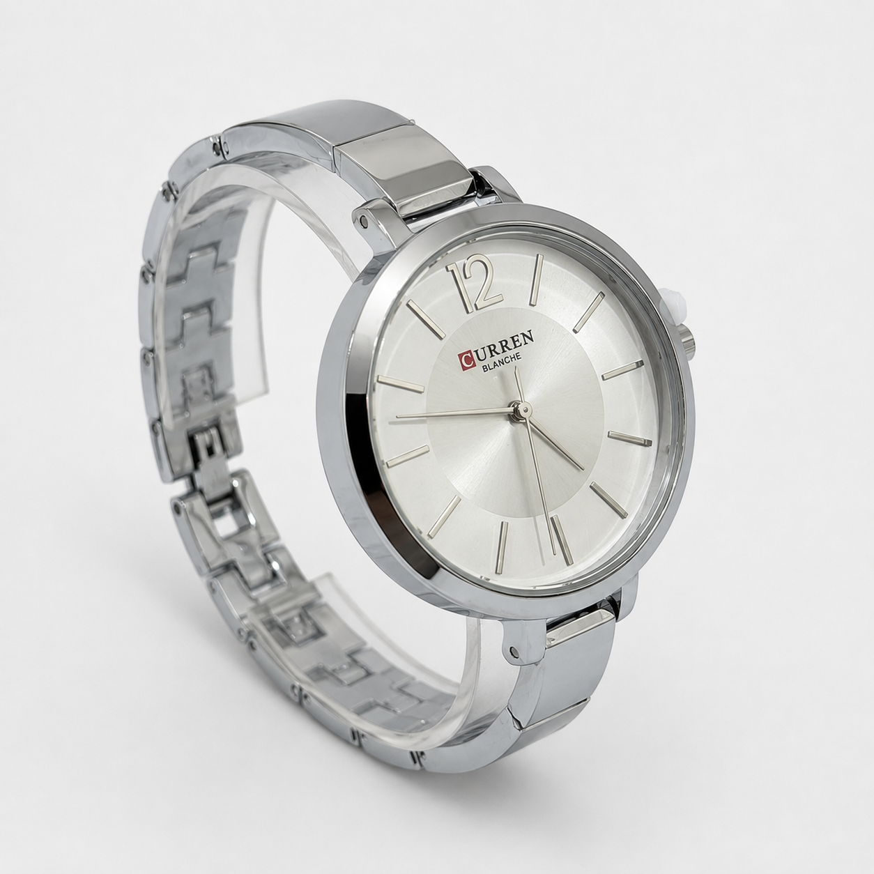 Reloj Curren para dama 9012-1 Metal plateado con esfera blanca-2