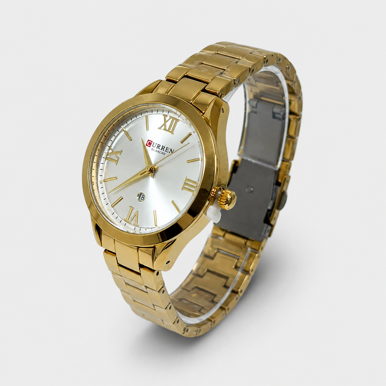 Reloj Curren para dama 9007-5 Metal dorado con esfera blanca-2