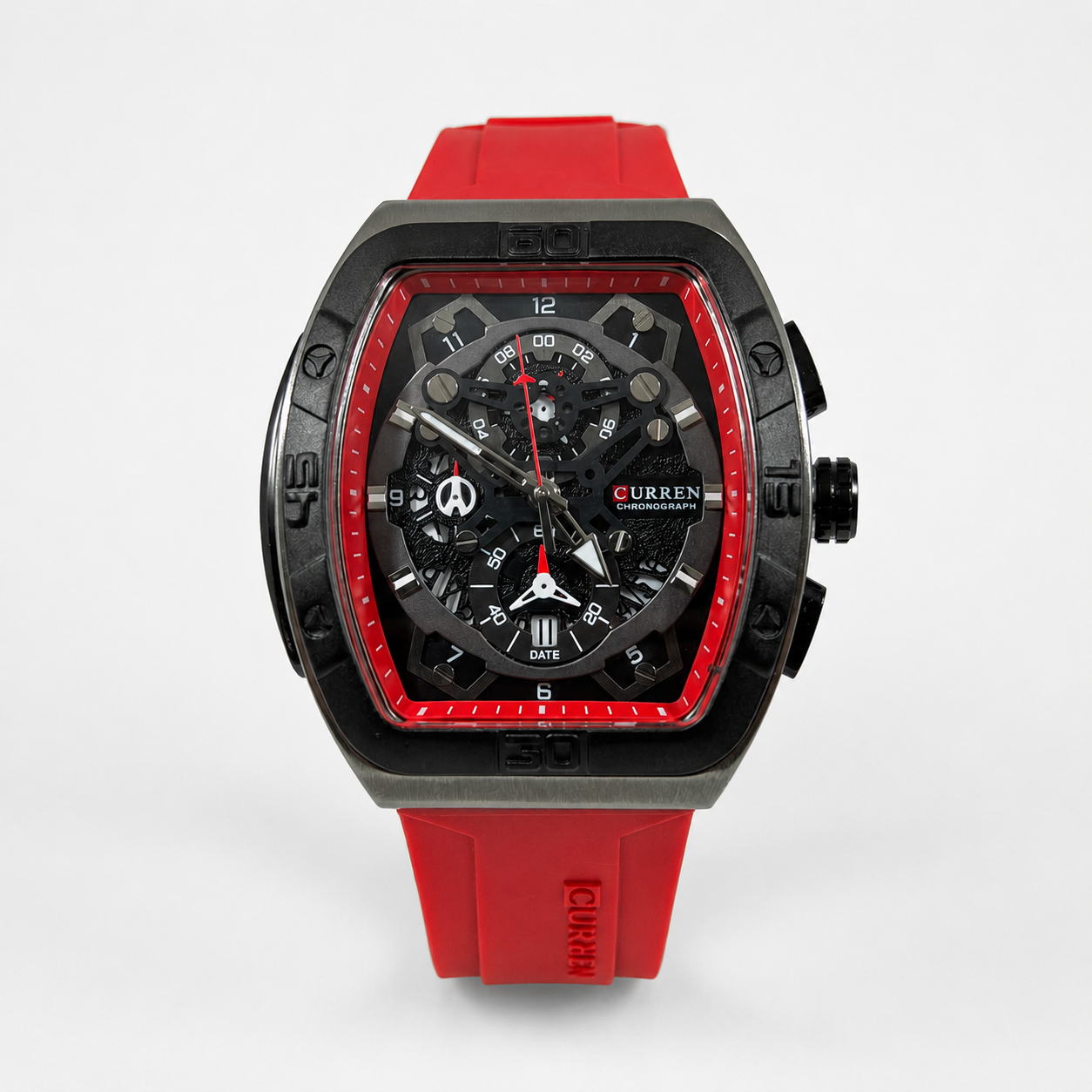 Reloj Curren para caballero 8443-2 Resina rojo con esfera negra-0