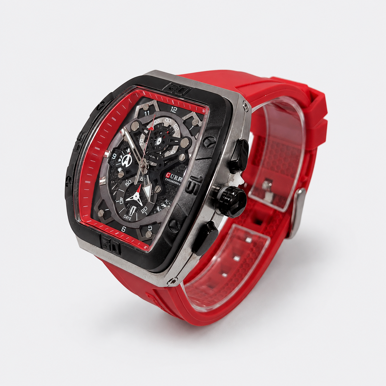 Reloj Curren para caballero 8443-2 Resina rojo con esfera negra-2