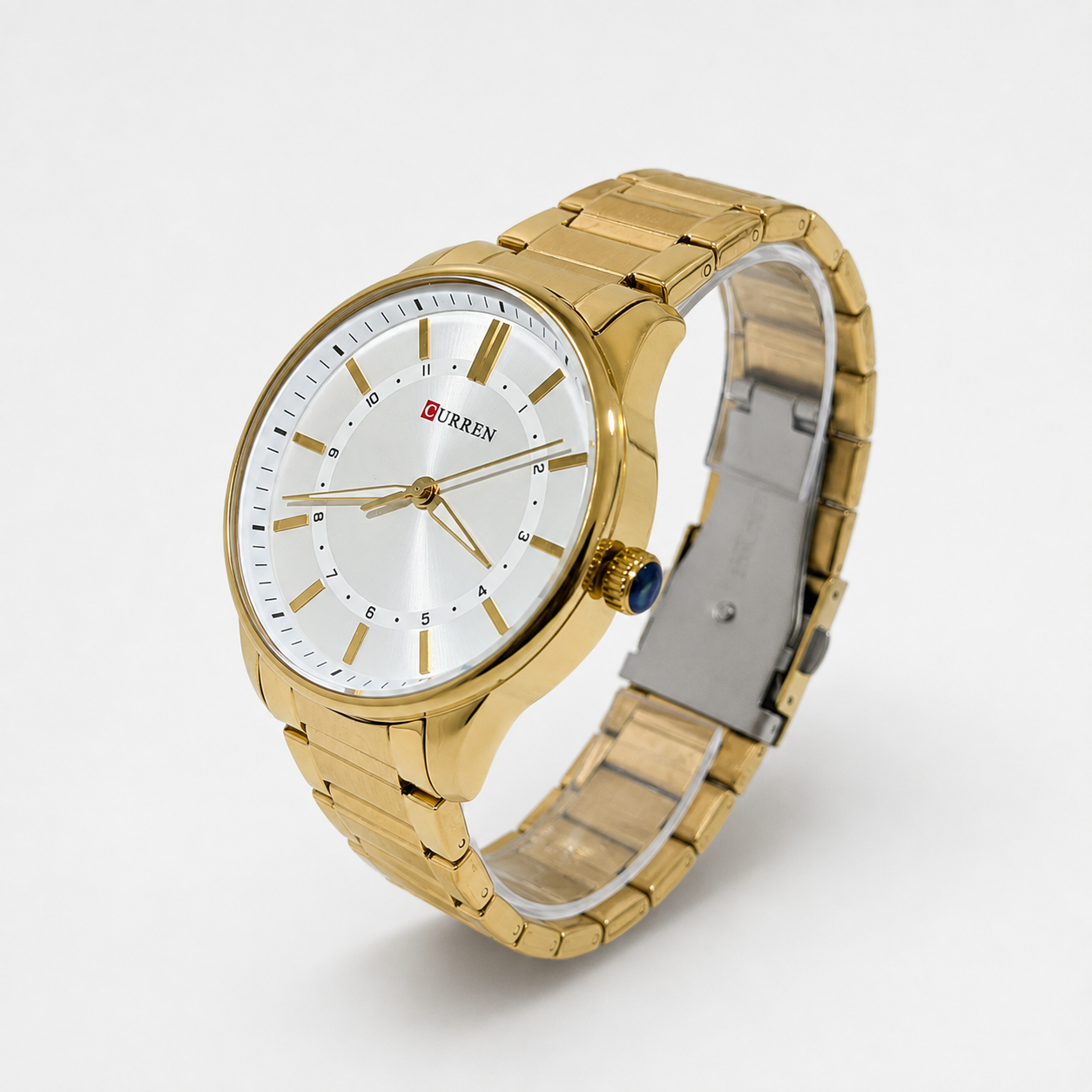 Reloj Curren para caballero 8430-4 Metal dorado con esfera blanca-2