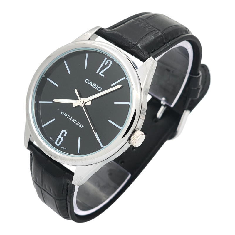 Reloj Casio MTP-V005L-1B correa cuero con fondo negro-2
