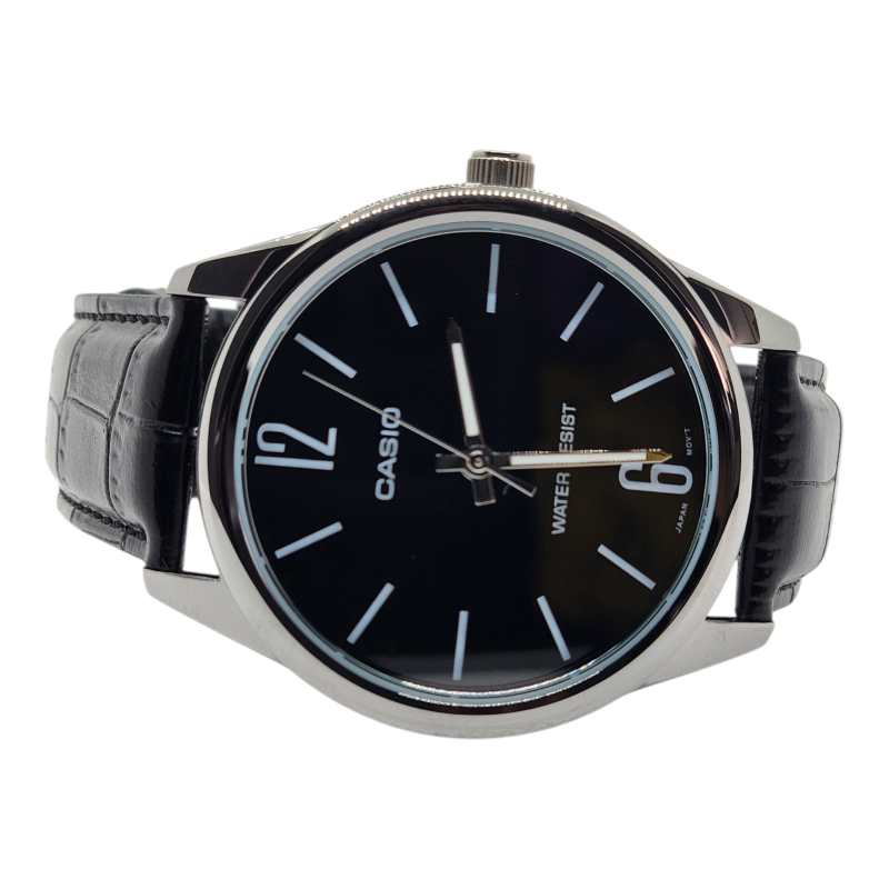 Reloj Casio MTP-V005L-1B correa cuero con fondo negro-3