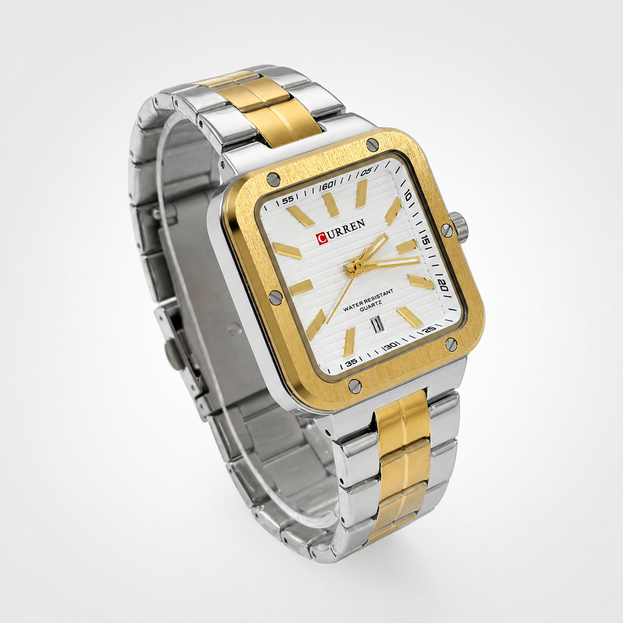 Reloj Curren para caballero 8479-4 Metal bicolor plateado y dorado con esfera blanca-2