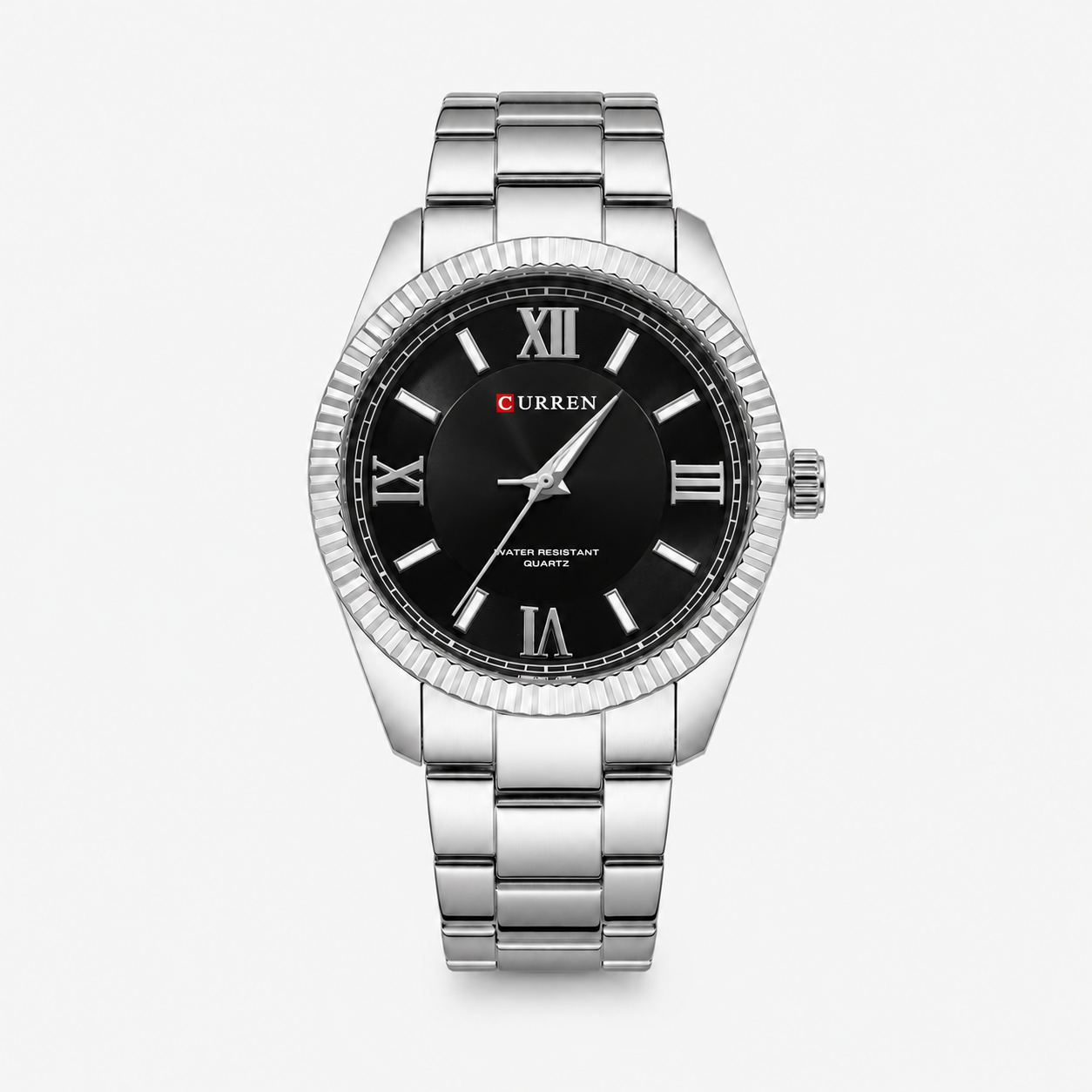 Reloj Curren para caballero 8453-1 Metal plateado con esfera negra-0