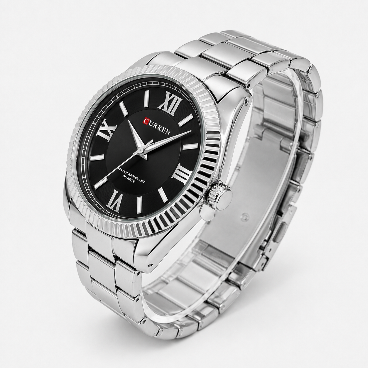 Reloj Curren para caballero 8453-1 Metal plateado con esfera negra-2