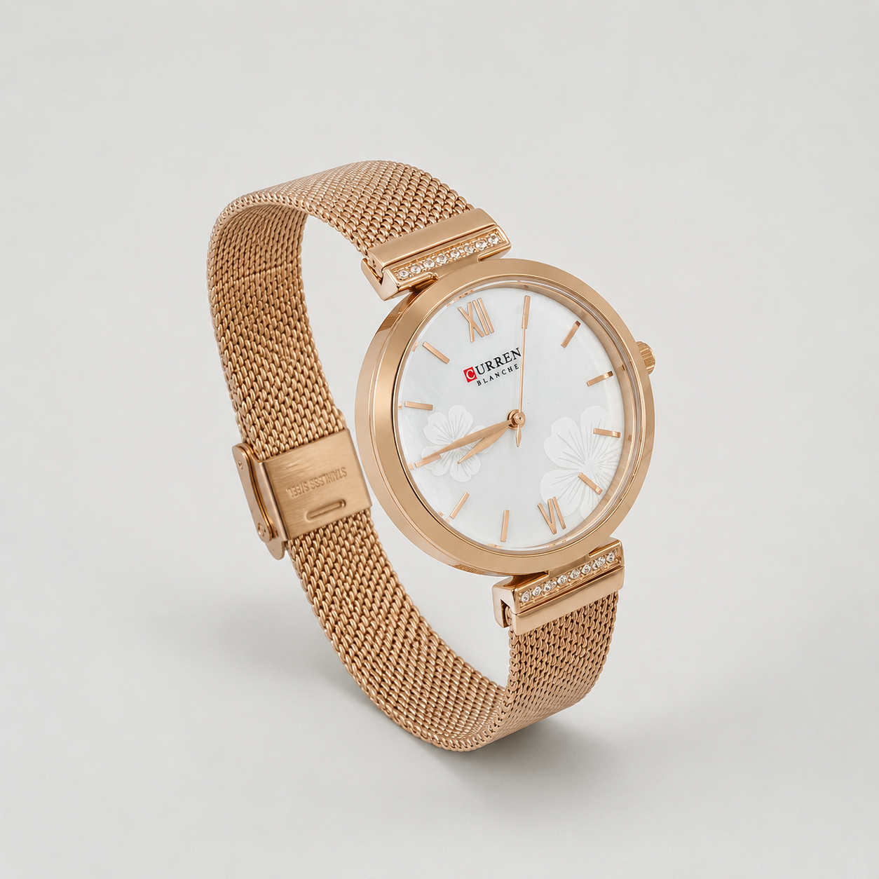 Reloj Curren para dama 9067-3 Metal cobre con esfera blanca-2