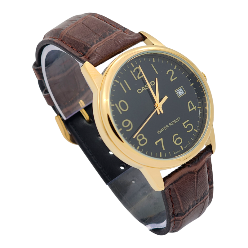 Reloj Casio caballero MTP-V002GL-1B cuero cafe-2