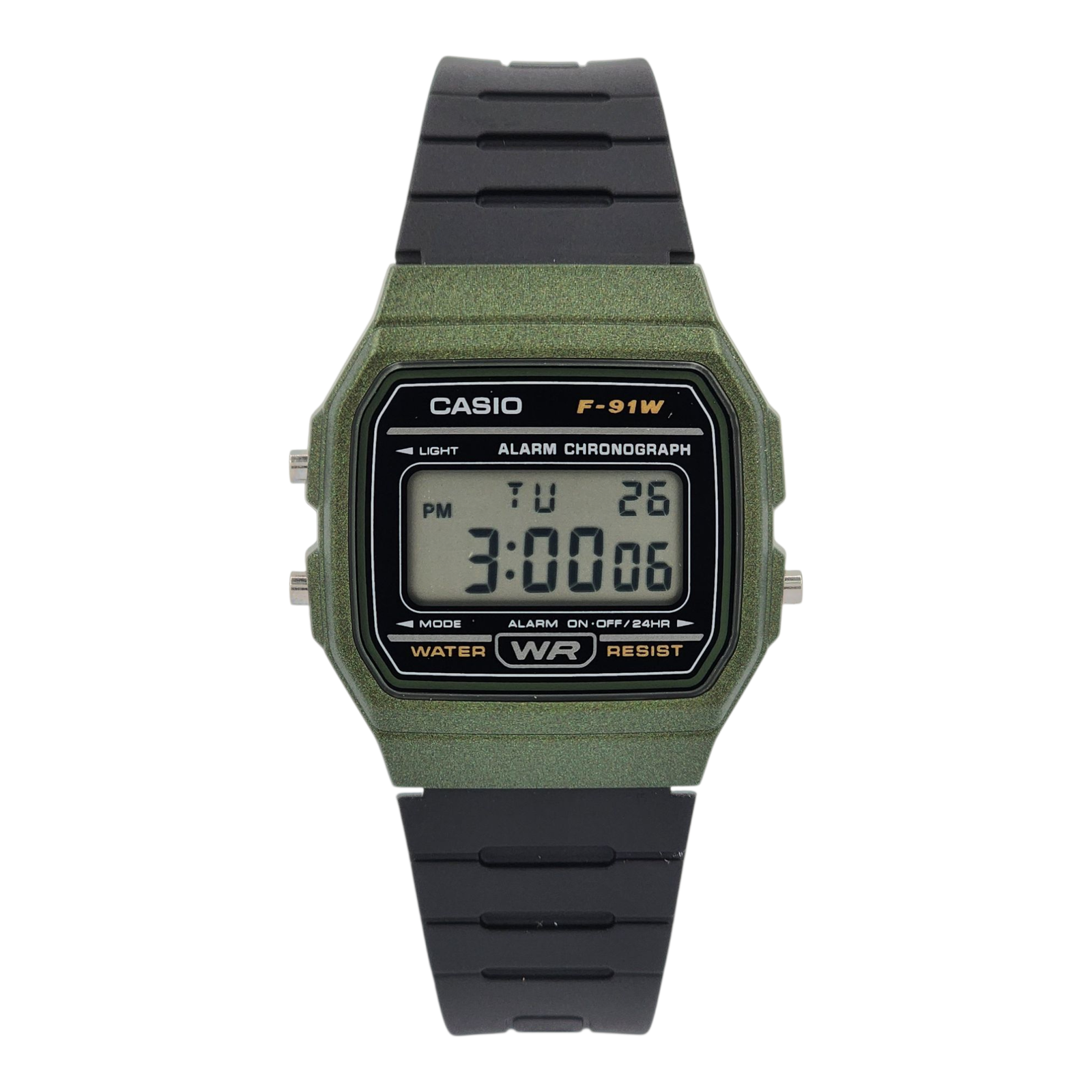 Reloj De Pulsera Casio Colección F-91WM-3A correa resina marco verde-0