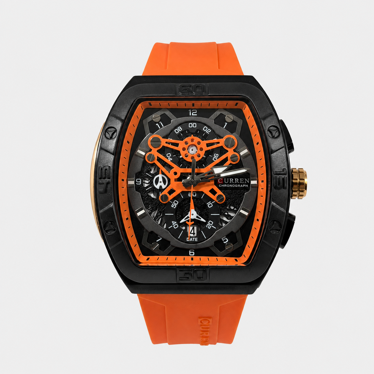 Reloj Curren para caballero 8443-3 Resina naranja con esfera negra-0