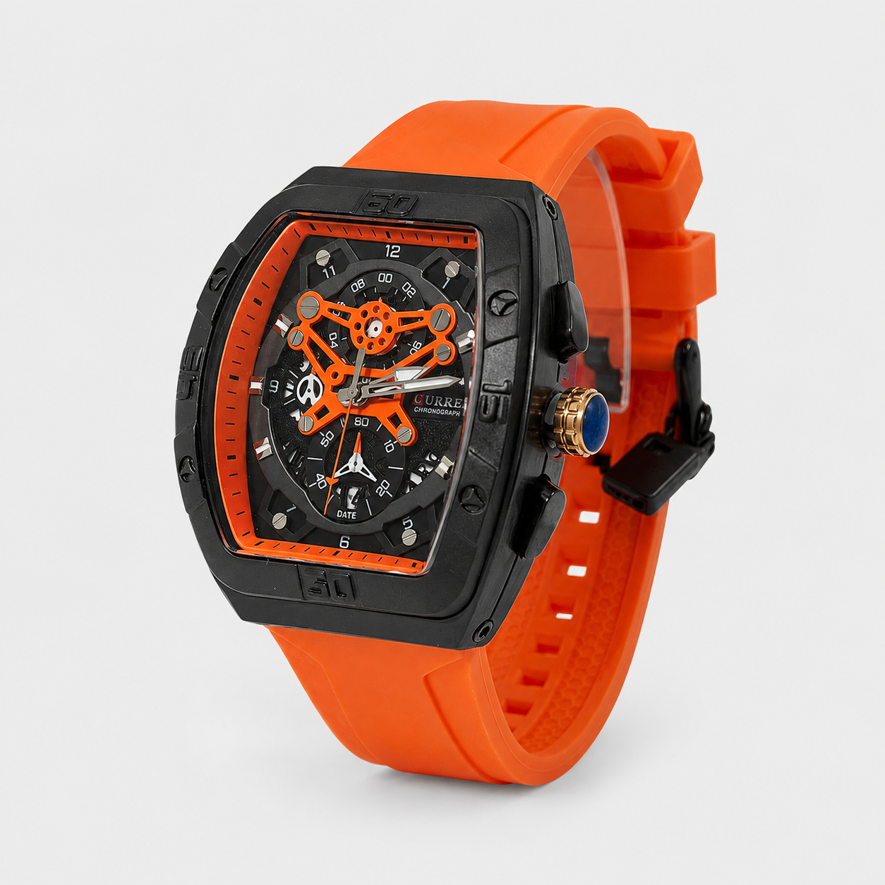 Reloj Curren para caballero 8443-3 Resina naranja con esfera negra-2