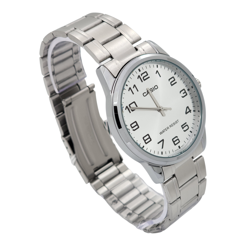 Reloj Casio caballero MTP-V001D-7B correa acero fondo plateado-2