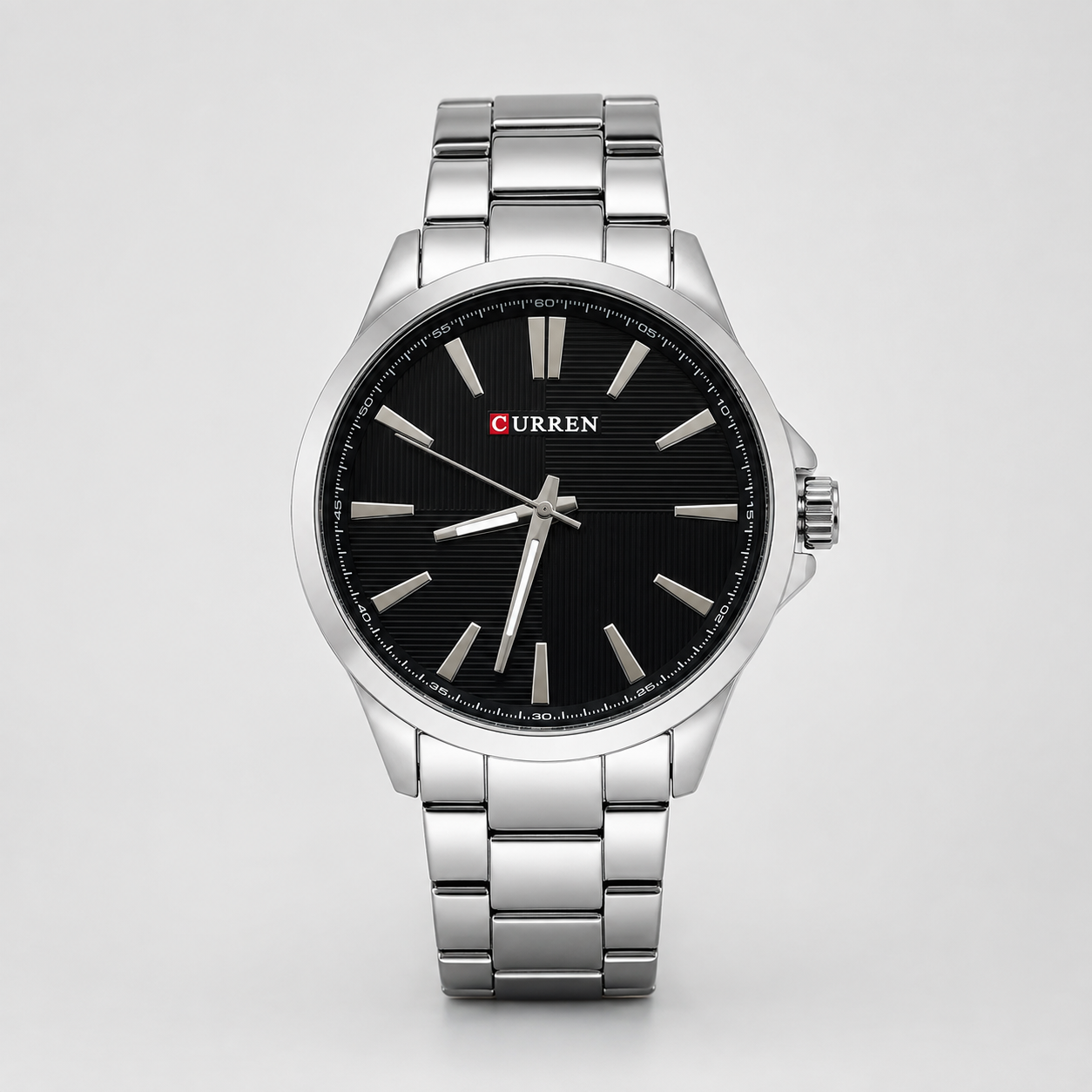 Reloj Curren para caballero 8322-1 Metal plateado con esfera negra-0