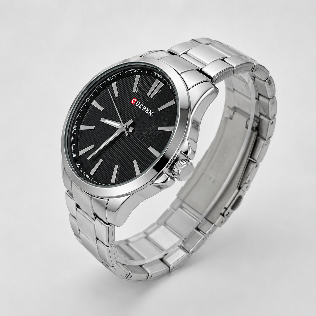 Reloj Curren para caballero 8322-1 Metal plateado con esfera negra-2