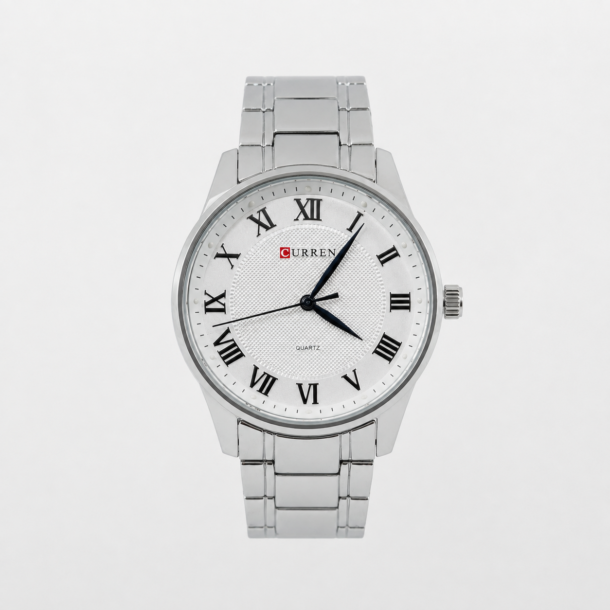 Reloj Curren para caballero 8409-1 Metal plateado con esfera blanca-0