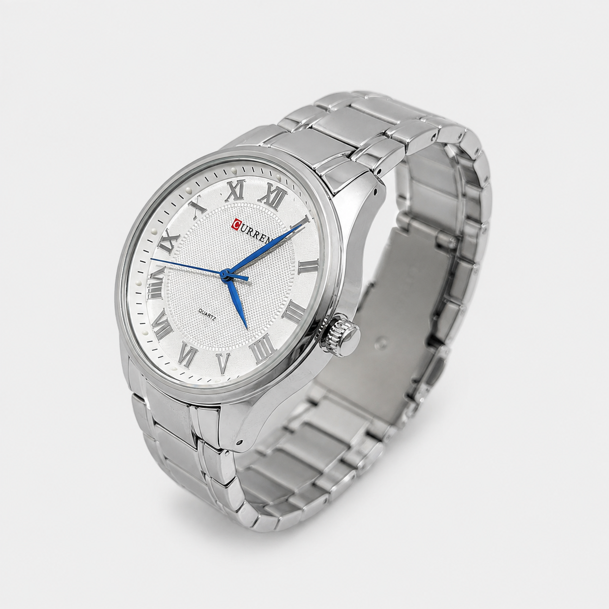 Reloj Curren para caballero 8409-1 Metal plateado con esfera blanca-2