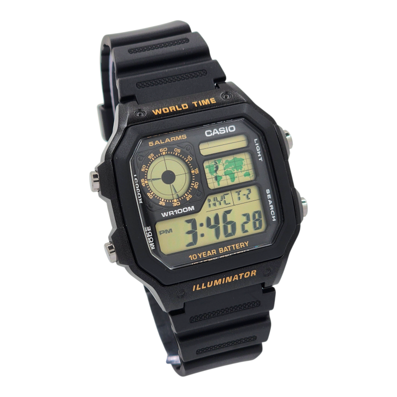 Reloj Casio caballero AE-1200WH-1BV correa resina negro-3