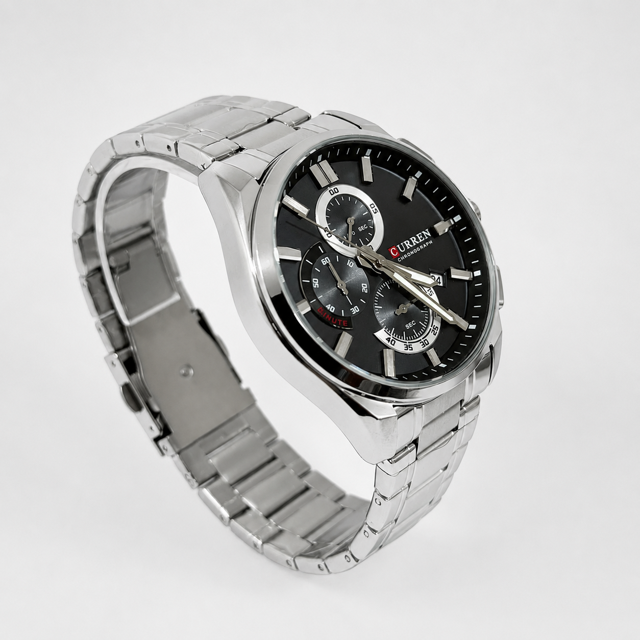 Reloj Curren para caballero 8475-2 Metal plateado con esfera azul grisácea-1