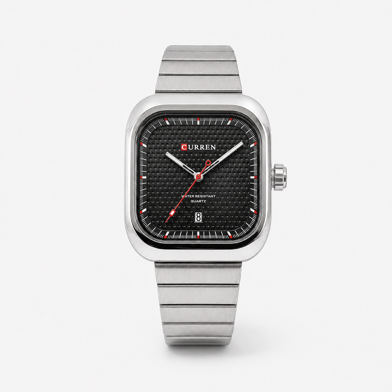 Reloj Curren para caballero 8460-1 Metal plateado con esfera negra-0