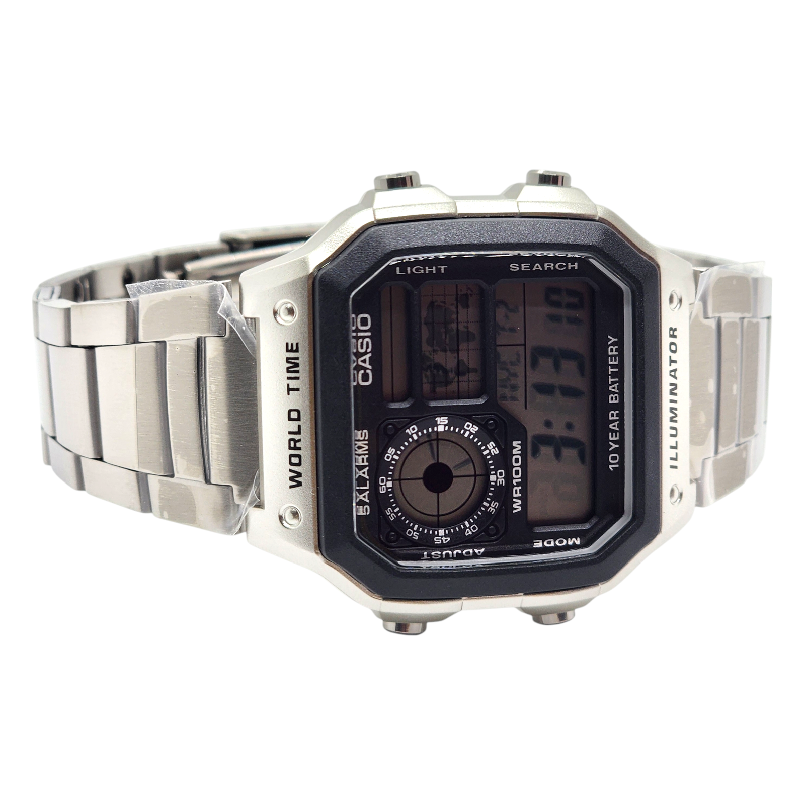 Reloj Casio Digital Ae-1200whd-1av Plateado Negro E-watch acero inoxidable-3