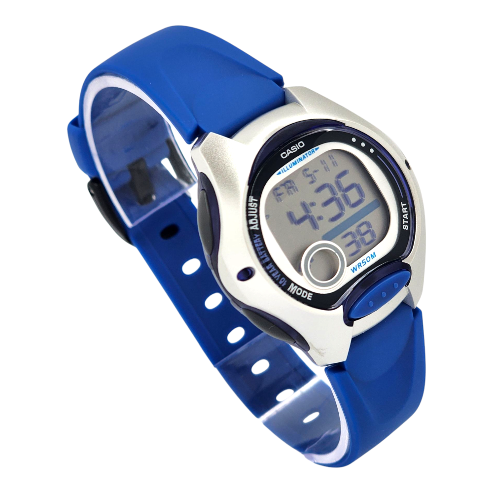 Reloj Mujer Casio LW-200-2AV Azul Digital Color Del Bisel Plateado Fondo Gris resina-2