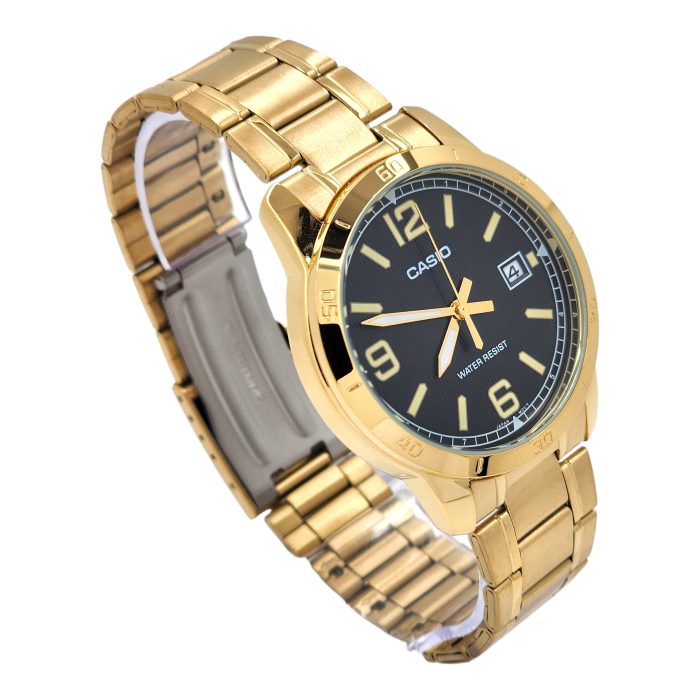 Reloj Casio MTP-V004G-1B, Acero inoxidable dorado fondo negro-2