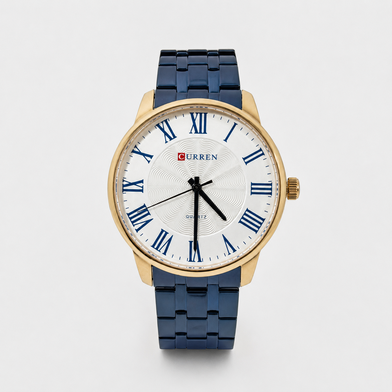 Reloj Curren para caballero 8422-6 Metal azul con detalles cobre y esfera blanca-0