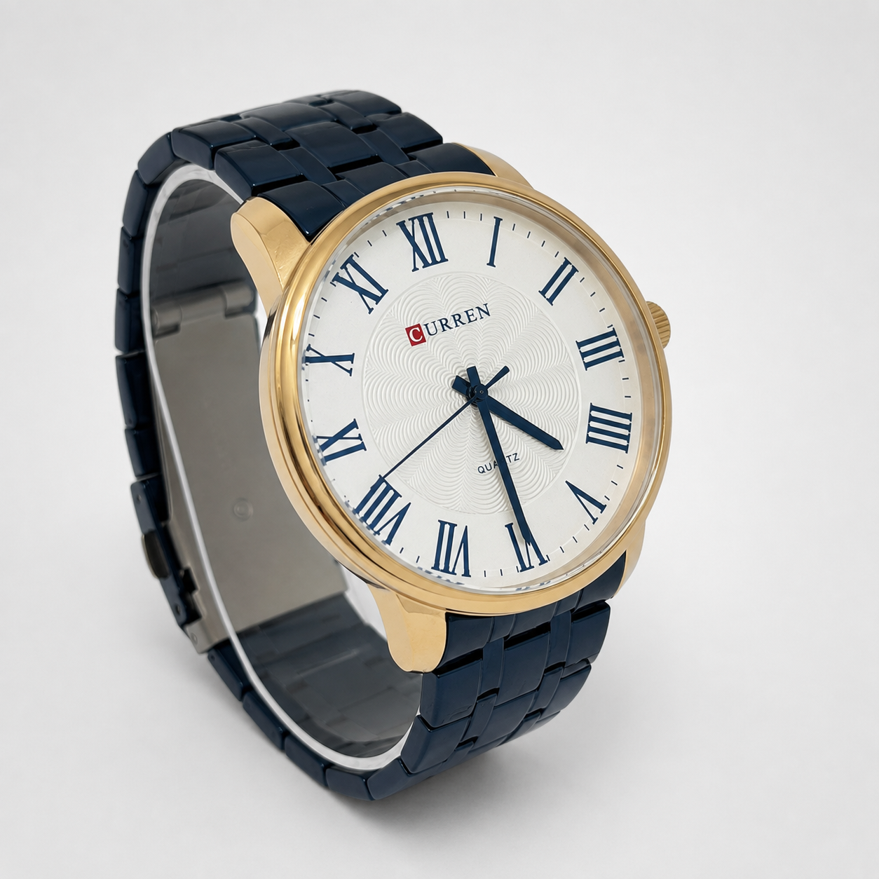 Reloj Curren para caballero 8422-6 Metal azul con detalles cobre y esfera blanca-2
