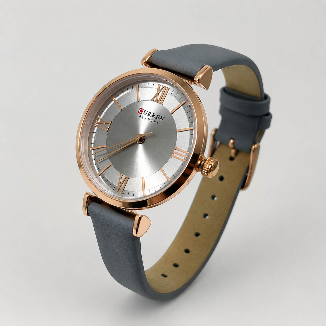 Reloj Curren para dama 9079-5 Cuero gris azulado con esfera gris-2