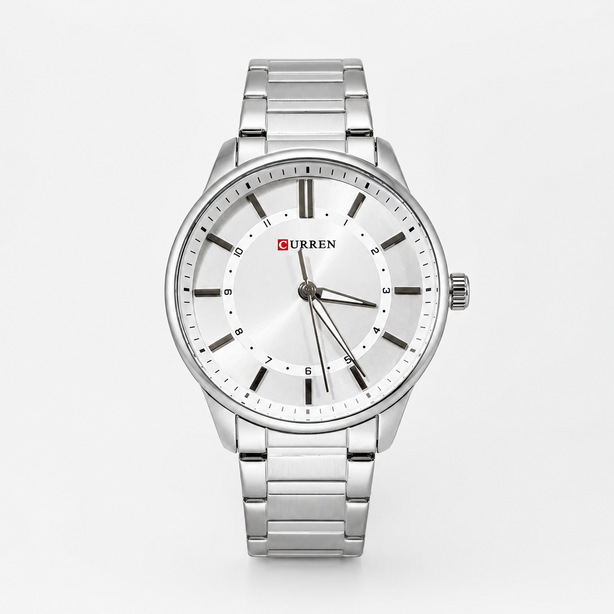 Reloj Curren para caballero 8430-1 Metal plateado con esfera blanca-0