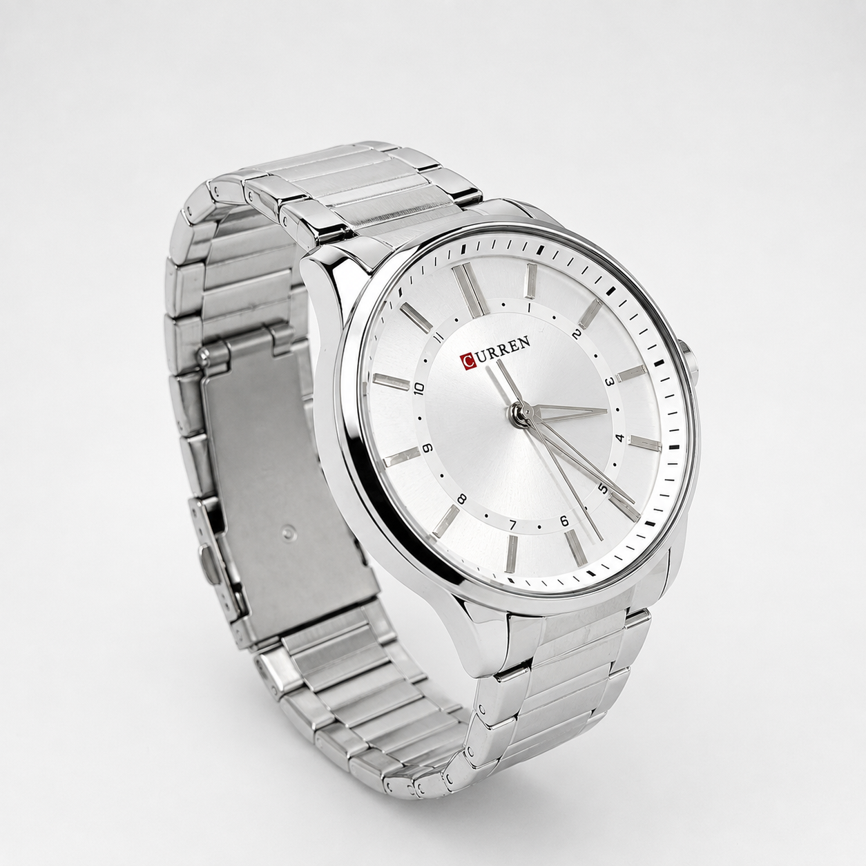 Reloj Curren para caballero 8430-1 Metal plateado con esfera blanca-1