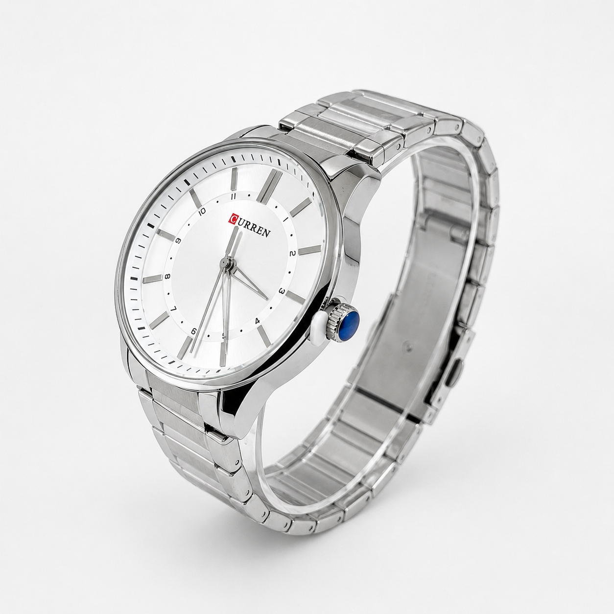 Reloj Curren para caballero 8430-1 Metal plateado con esfera blanca-2