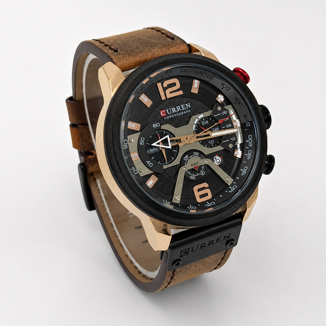Reloj Curren para caballero 8329-5 Cuero marrón con esfera negra-2