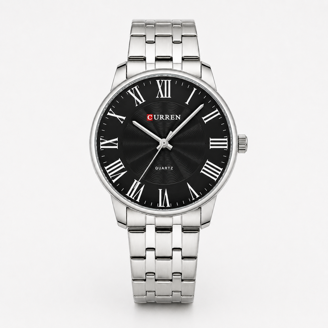 Reloj Curren para caballero 8422-2 Metal plateado con esfera negra-0