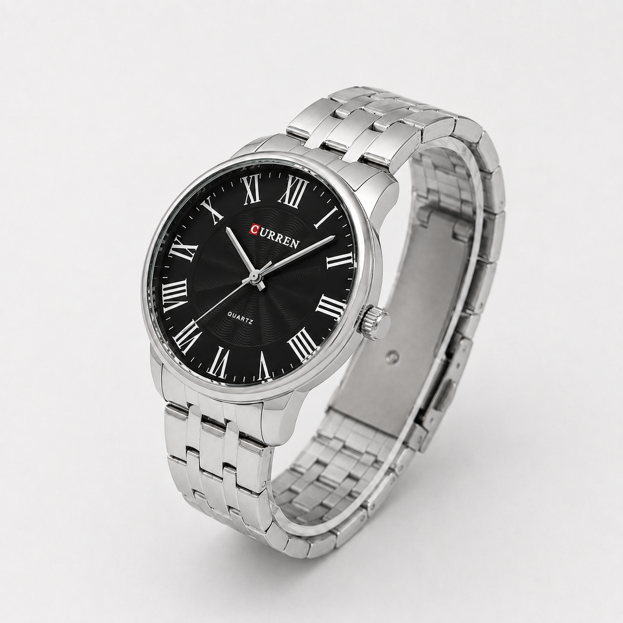 Reloj Curren para caballero 8422-2 Metal plateado con esfera negra-2