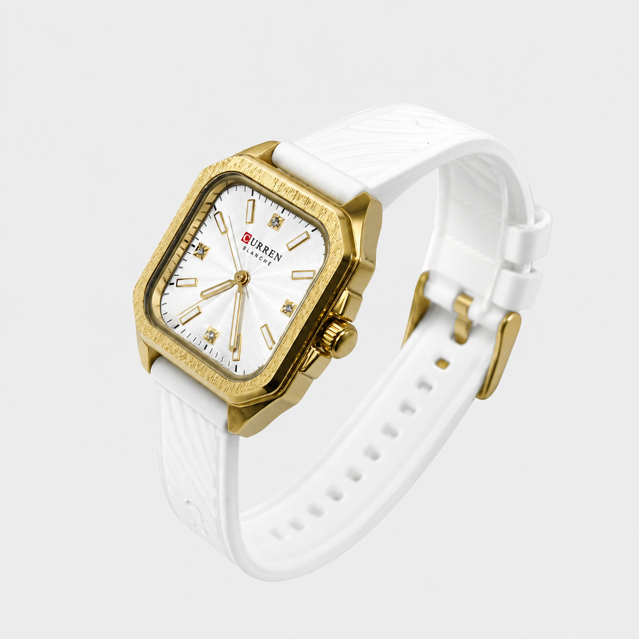 Reloj Curren para dama 9113-3 Resina blanco con detalles dorados-2