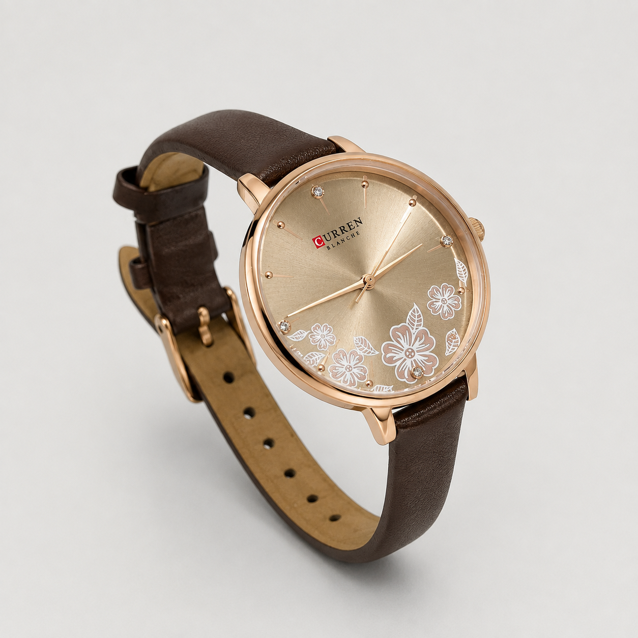Reloj Curren para dama 9068A-3 Cuero café con esfera café-2