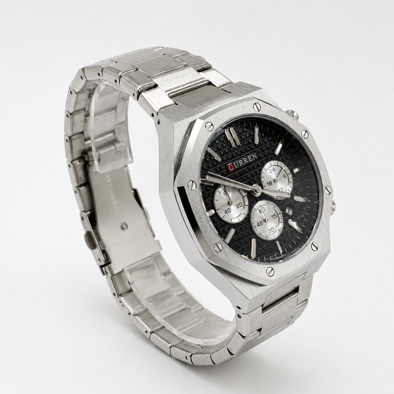 Reloj Curren para caballero 8440-2 Metal plateado con esfera negra-2