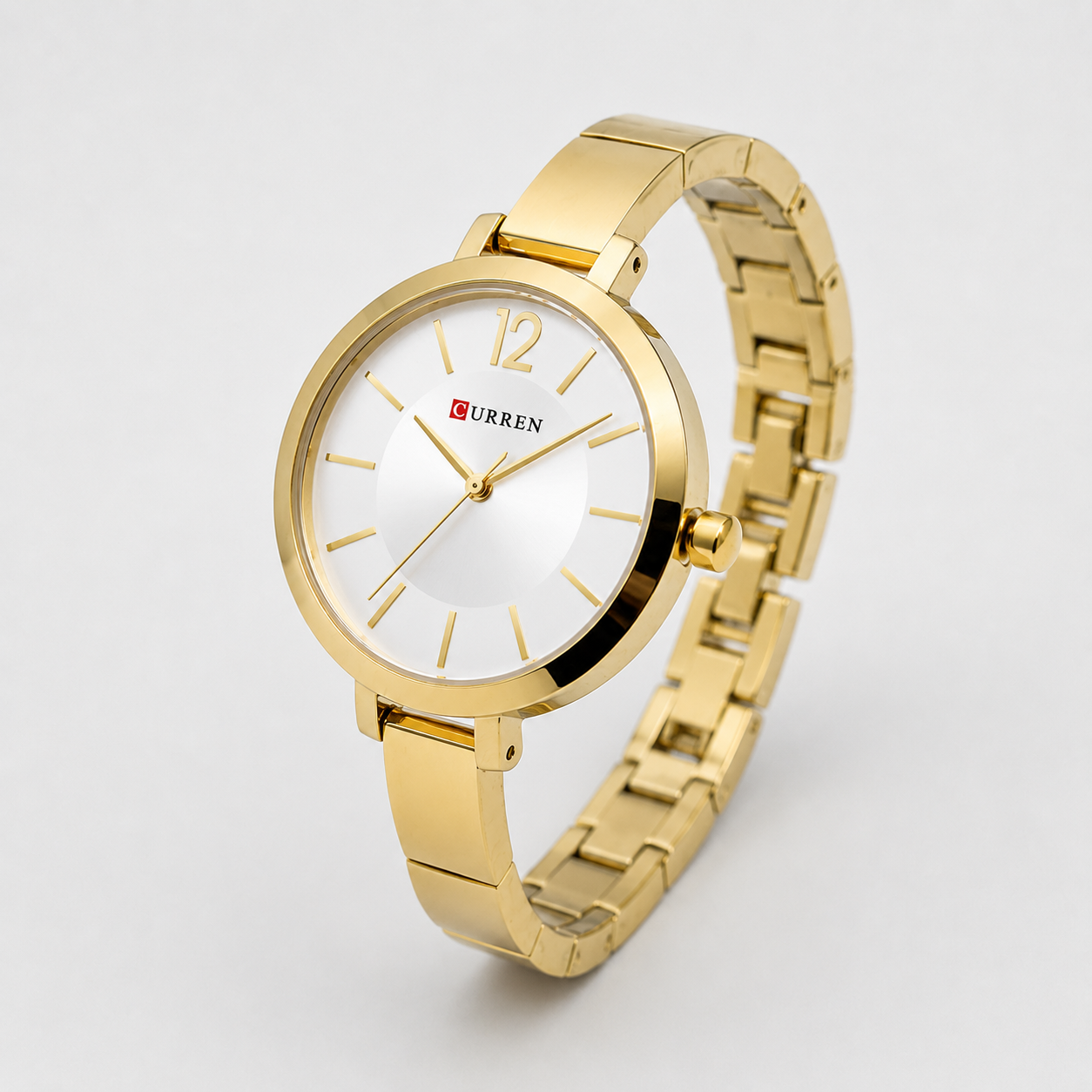 Reloj Curren para dama 9012-5 Metal dorado con esfera blanca-2