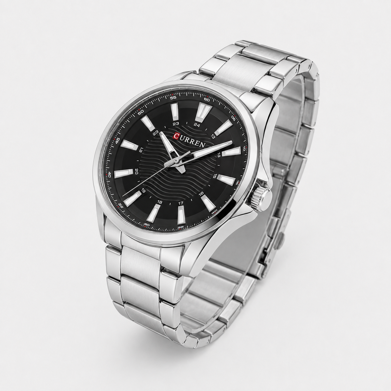 Reloj Curren para caballero 8424-2 Metal plateado con esfera negra-2