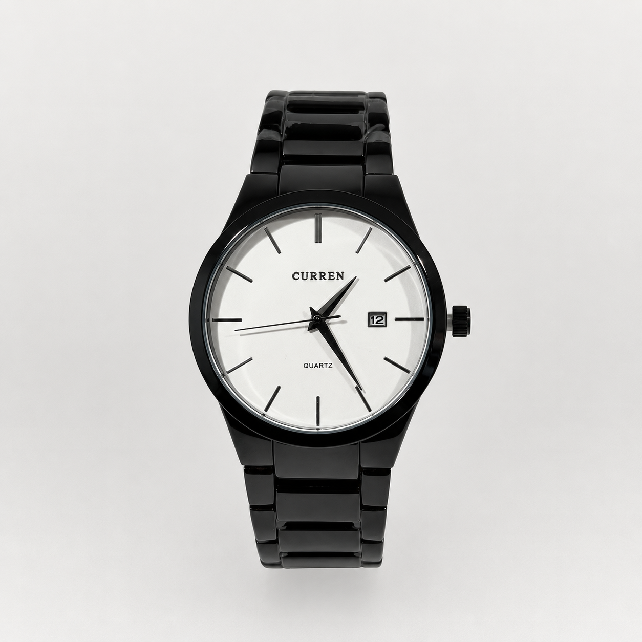 Reloj Curren para caballero 8106-2 Metal negro con esfera blanca-0