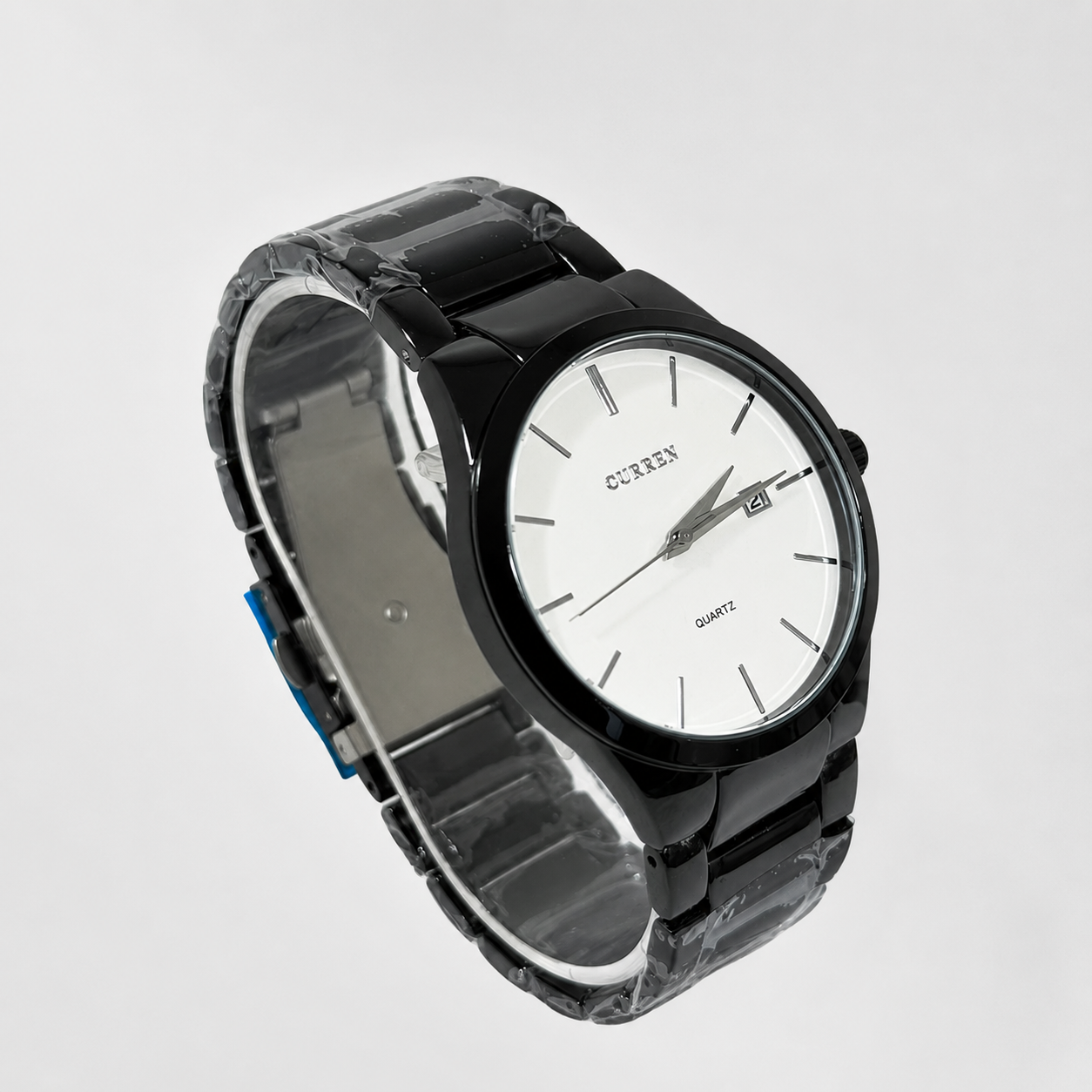 Reloj Curren para caballero 8106-2 Metal negro con esfera blanca-1